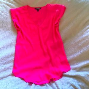 Express | Hot Pink V Neck Blouse